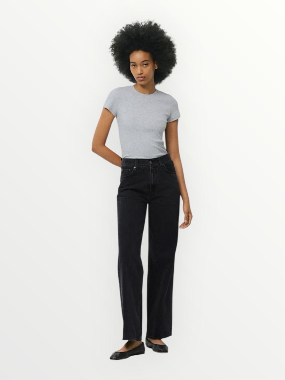 Denim Forum Black The Farrah Hi-Rise Wide Leg Jeans Size 26”